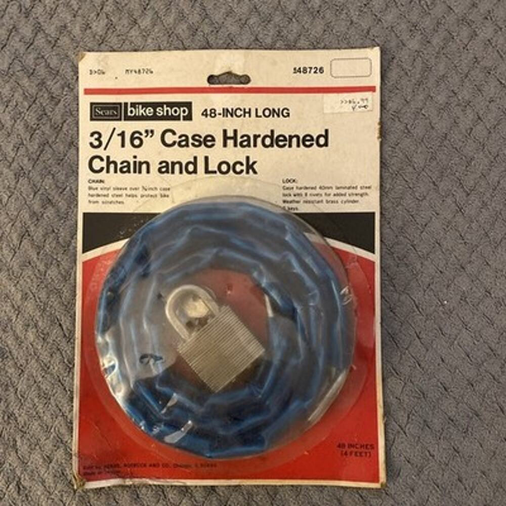 Vintage Bike Chain Lock 2 Keys Blue 4 Ft